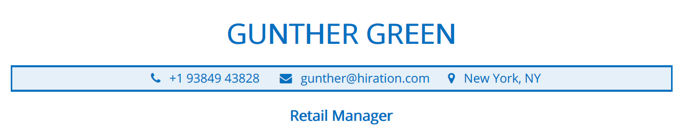 Profile Title Section in a Retail Resume