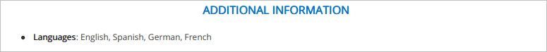 Additional Information Section in a Front Desk Resume