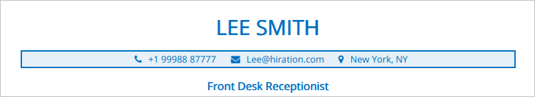 Title Section in a Front Desk Resume