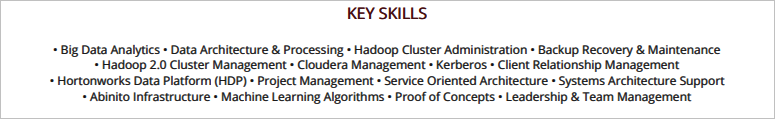 Skills Section in a Hadoop Resume