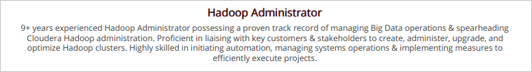 Summary Section in a Hadoop Resume