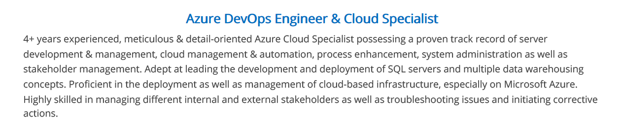 Azure-Resume-Summary