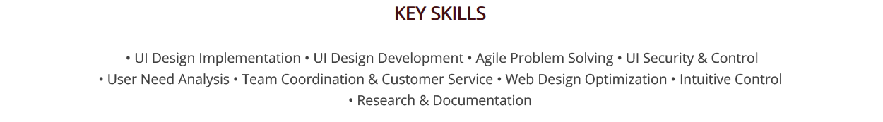 UI-Developer-Resume-Key-Skills