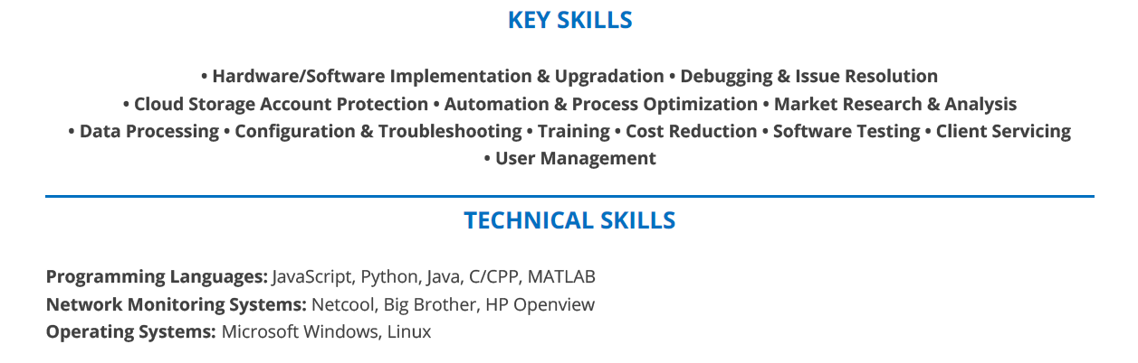 Information-Systems-Resume-Key-Skills