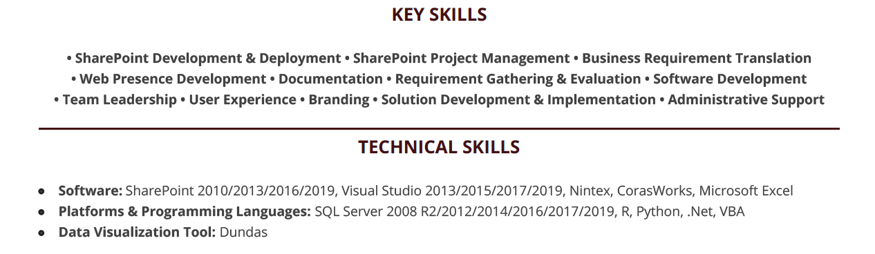 Sharepoint-Resume-Skills