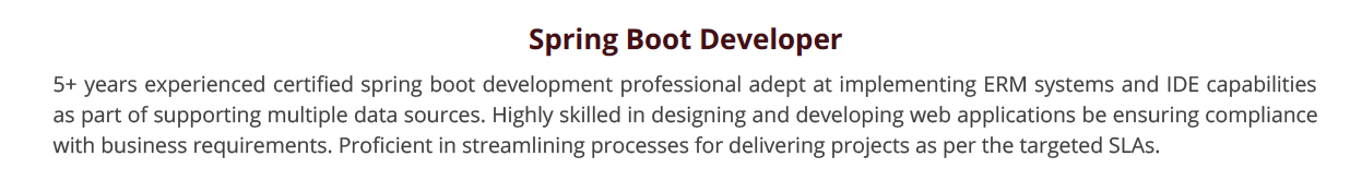 Spring-Boot-Resume-Summary