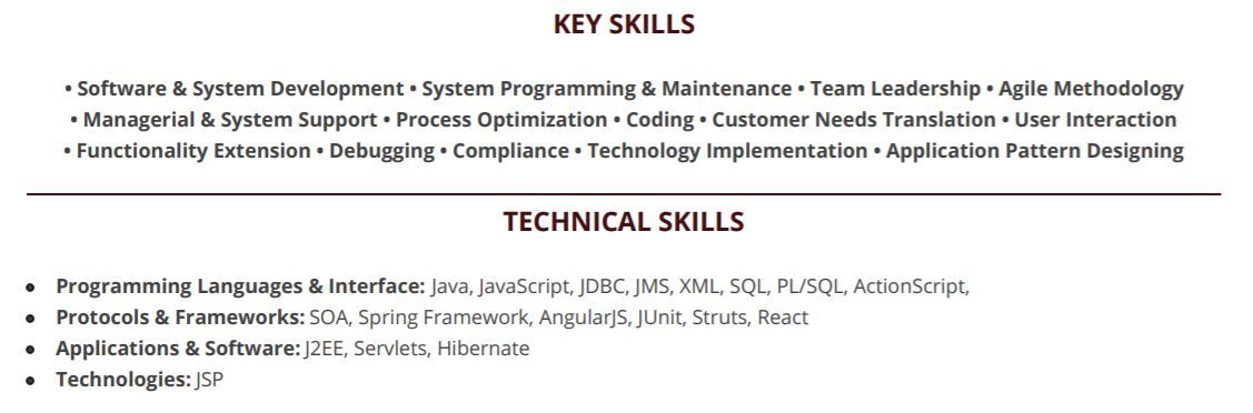 java-full-stack-developer-resume-key-skills