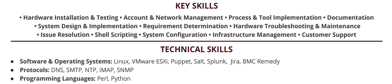 Linux-Administrator-Resume-Skills