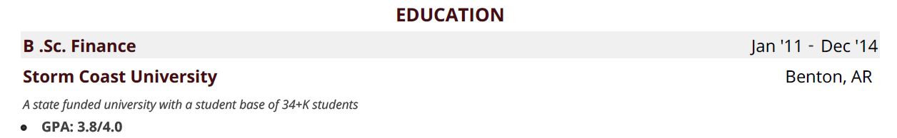 SAP-resume-education