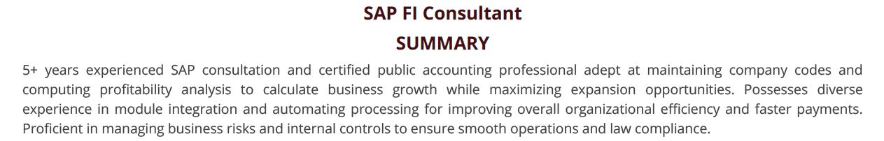 SAP-resume-summary