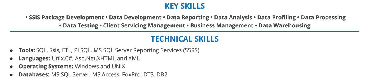 SSIS-resume-skills