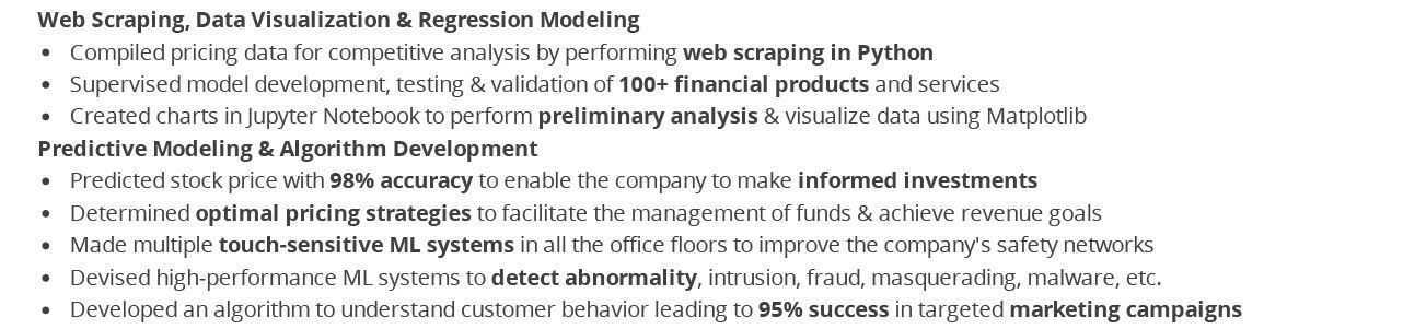 Machine-Learning-Resume-Professional-Experience