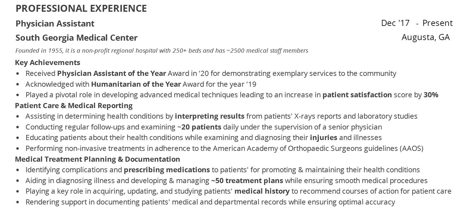 Physician Assistant Resume 2023 - Physician Assistant Resume Professional Experience 1
