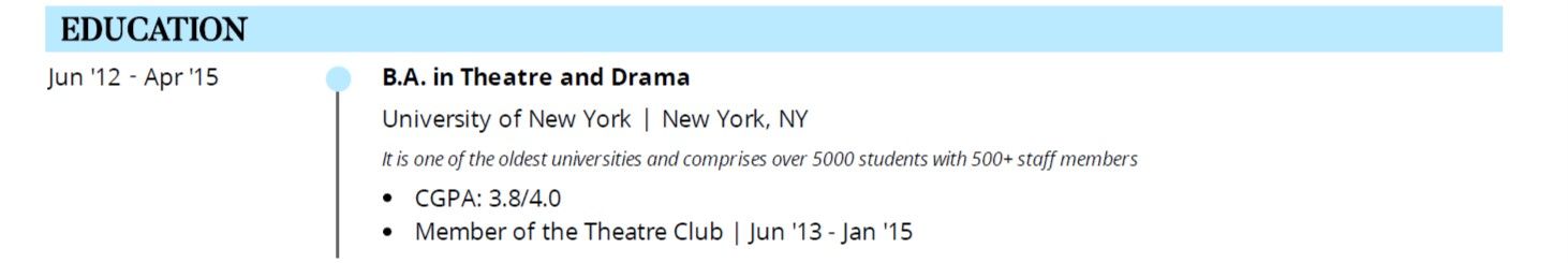 stage-manager-resume-education