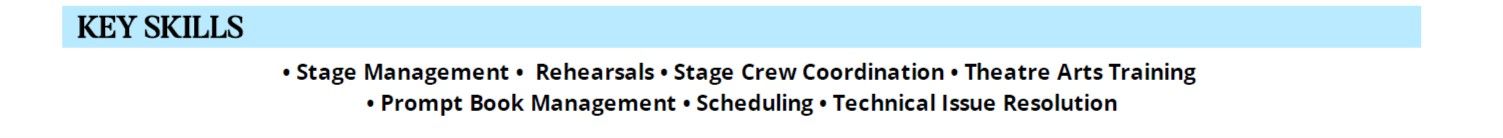 stage-manager-resume-key-skills