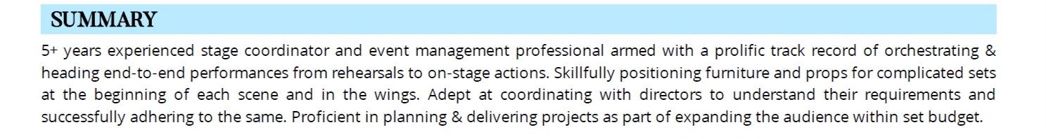 stage-manager-resume-summary