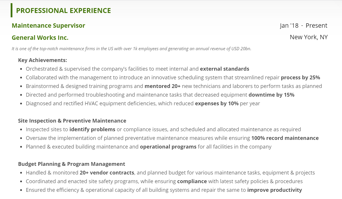 Maintenance-Supervisor_Professional-Experience