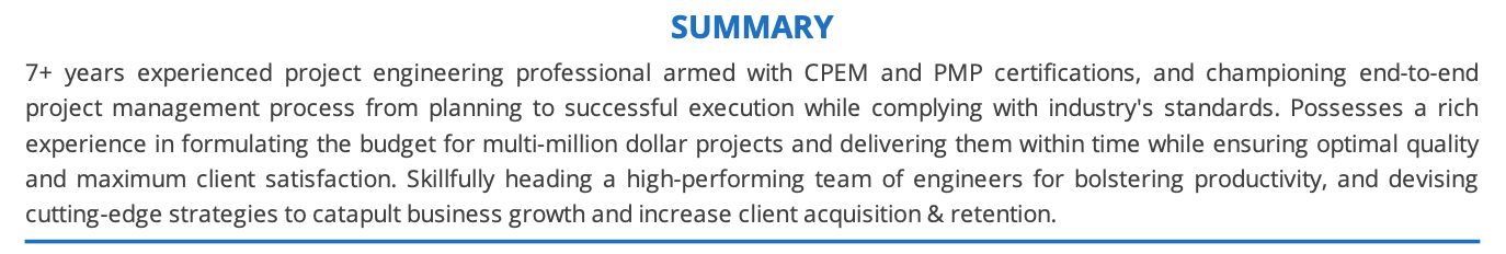 project-engineer-summary