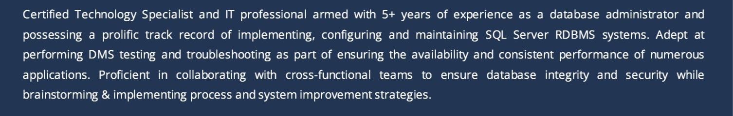 sql-dba-resume-summary