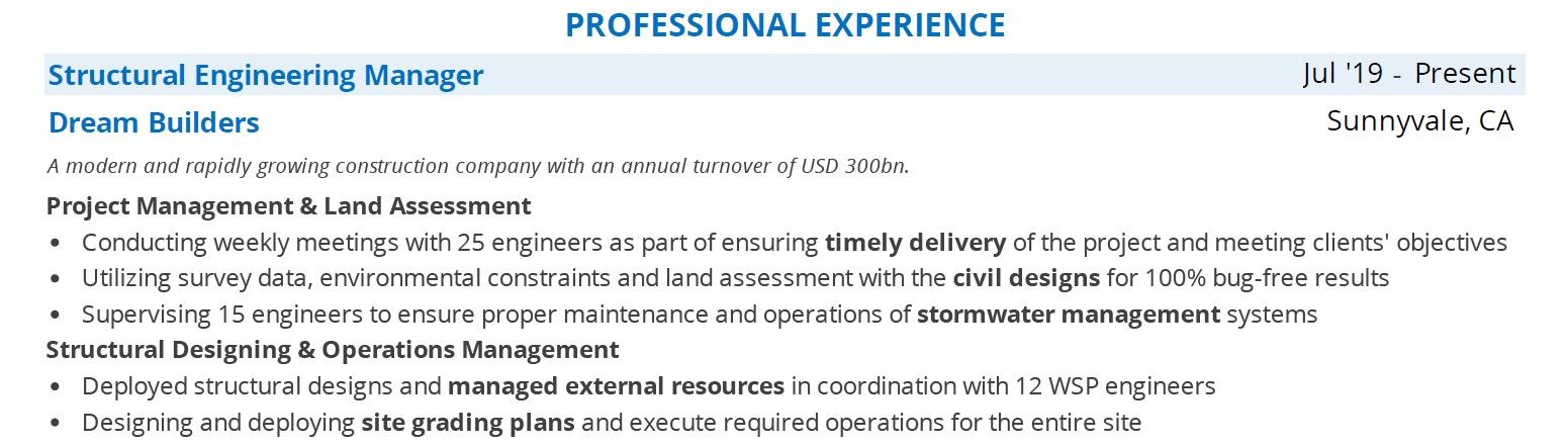 engineering-manager-resume-professional-experience