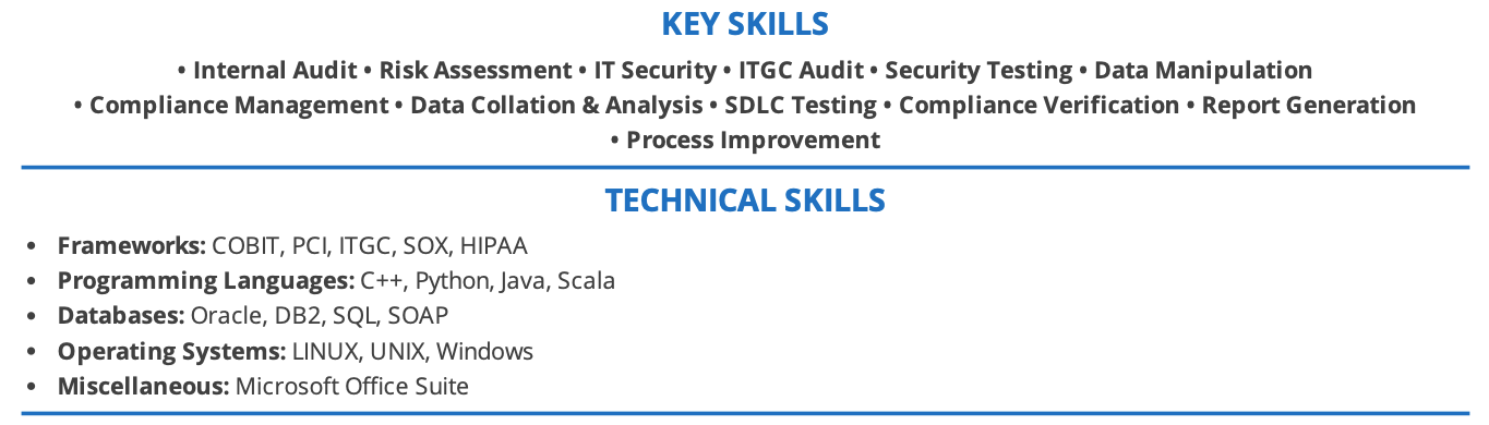 it-auditor-resume-key-skills