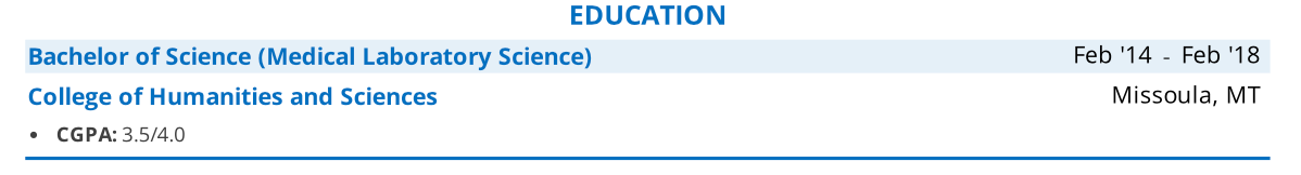 lab assistant resume education