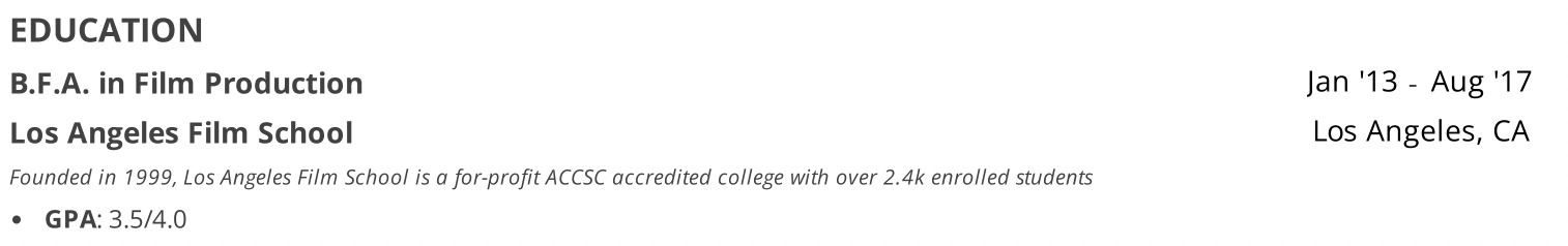 video-editor-resume-education