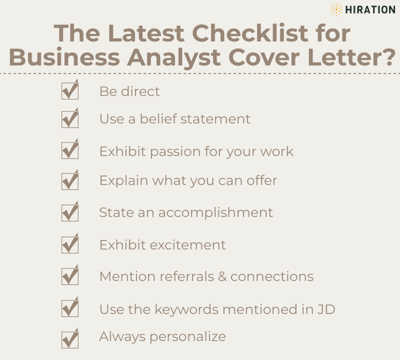 business analyst cover letter checklist