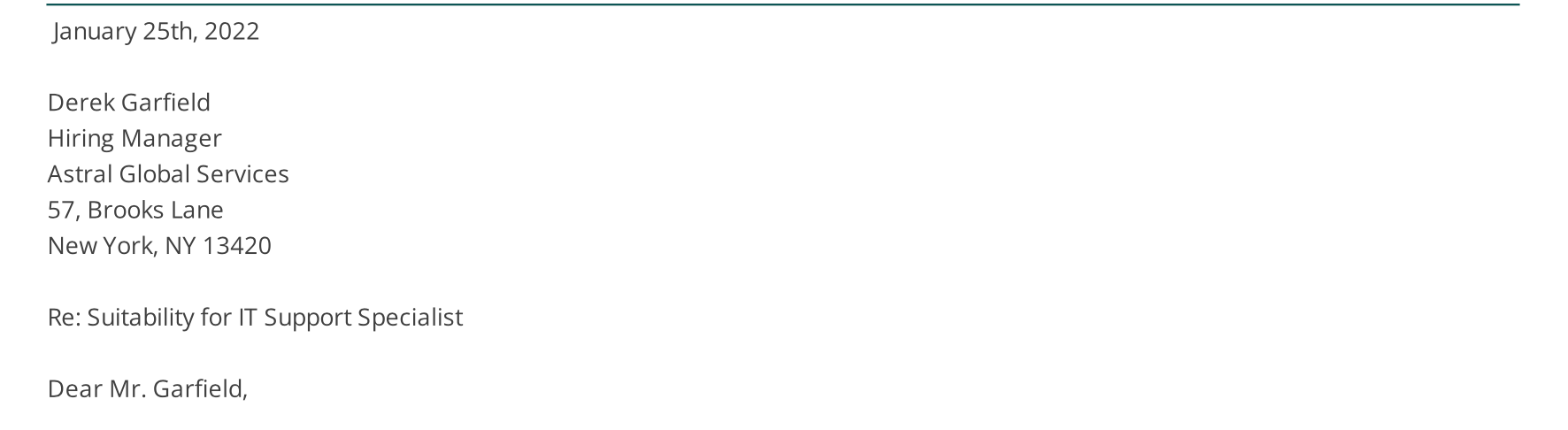 IT cover letter salutation