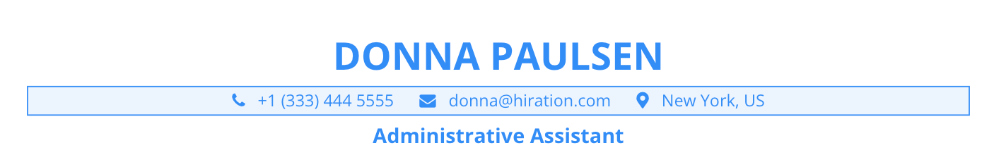 Header section in a resume