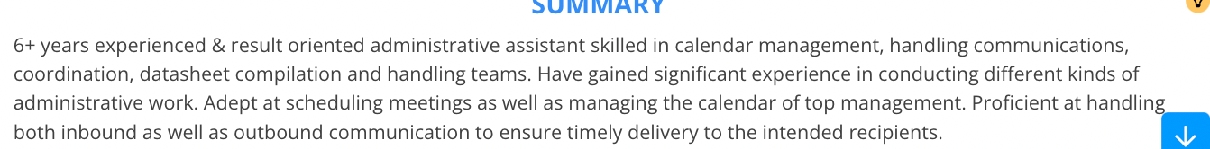 professional exp. section in a resume