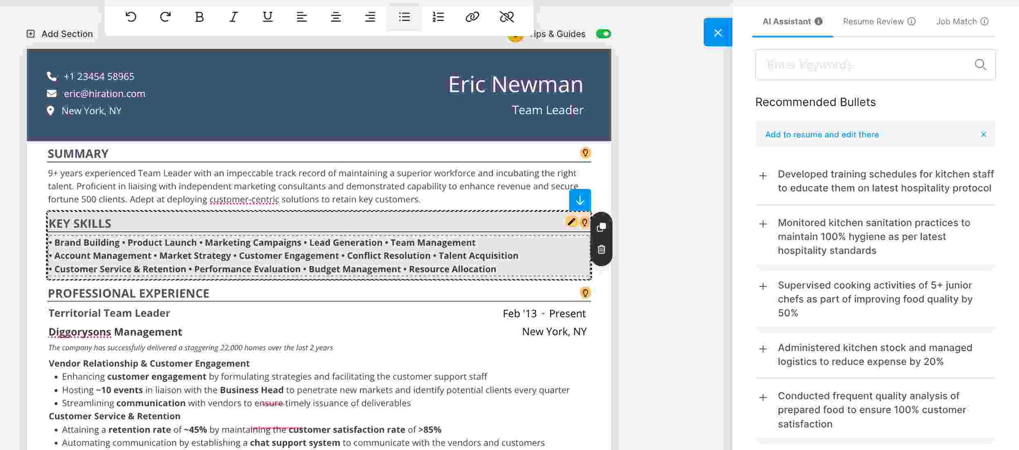 Hiration resume maker for students