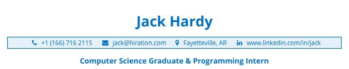 fresher resume header