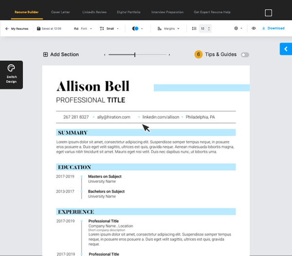 Hiration ChatGPT resume builder