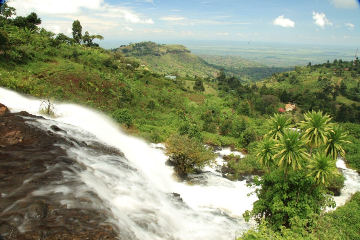 Climb Mount Elgon and cool off in the pools around Sipi Falls