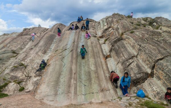See rock slides used by Inca children
