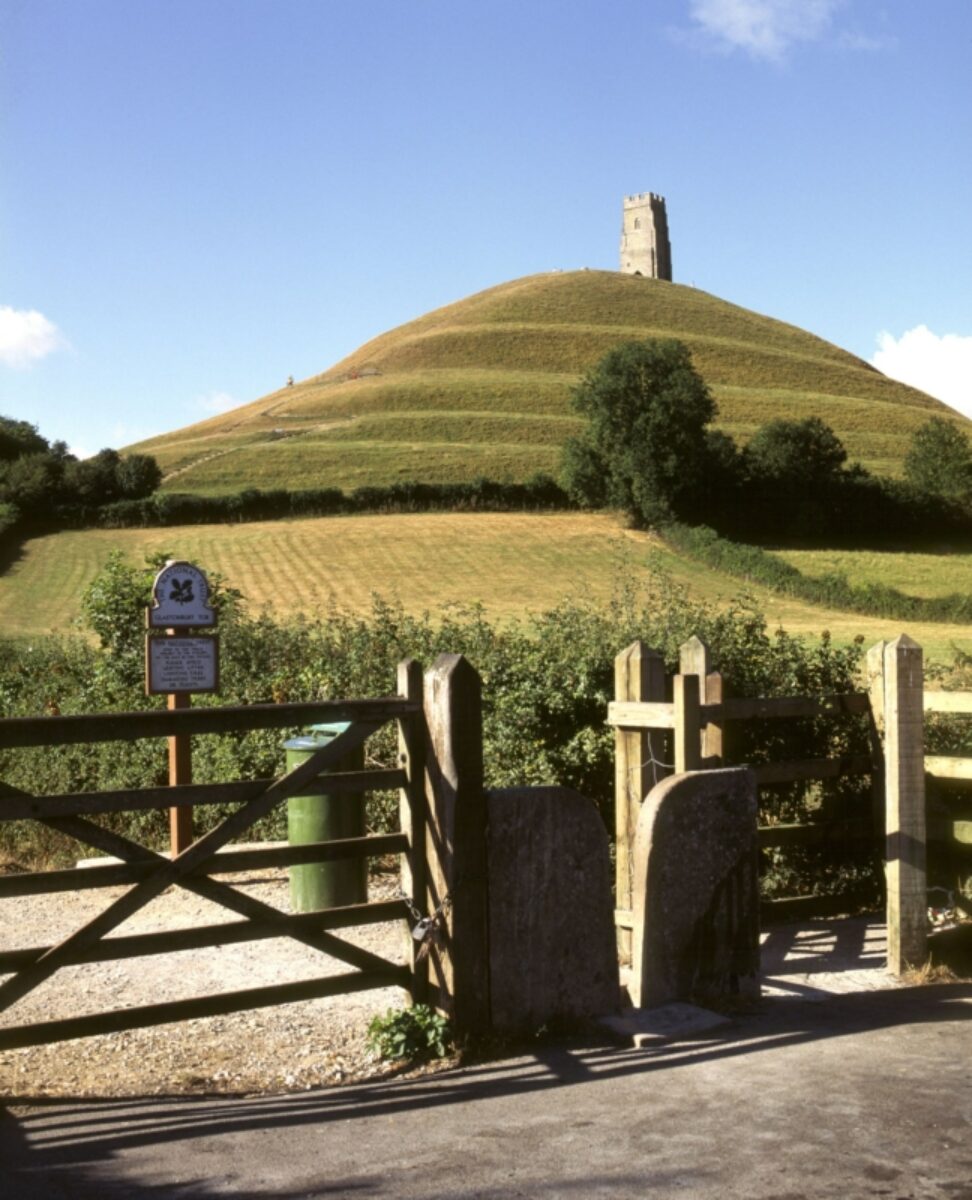 England Somerset Levels Wessex Somerset Glastonbury View of The Tor St Michaels Chapel