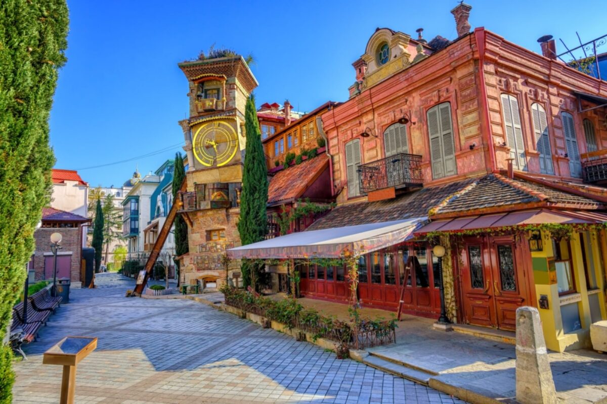 Georgia Tbilisi fairy tale Clock Tower of puppet theater Rezo Gabriadze