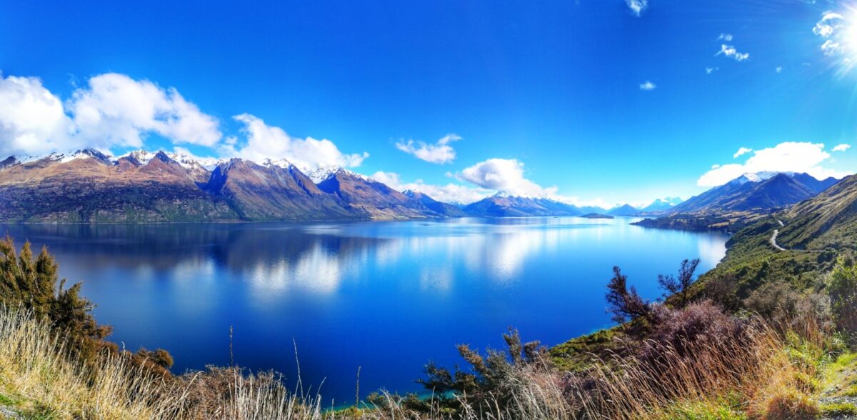NZ Lake Wakatipu view from Queenstown towards Glenorchy