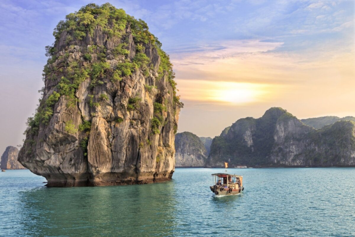Vietnam Halong Bay sunset