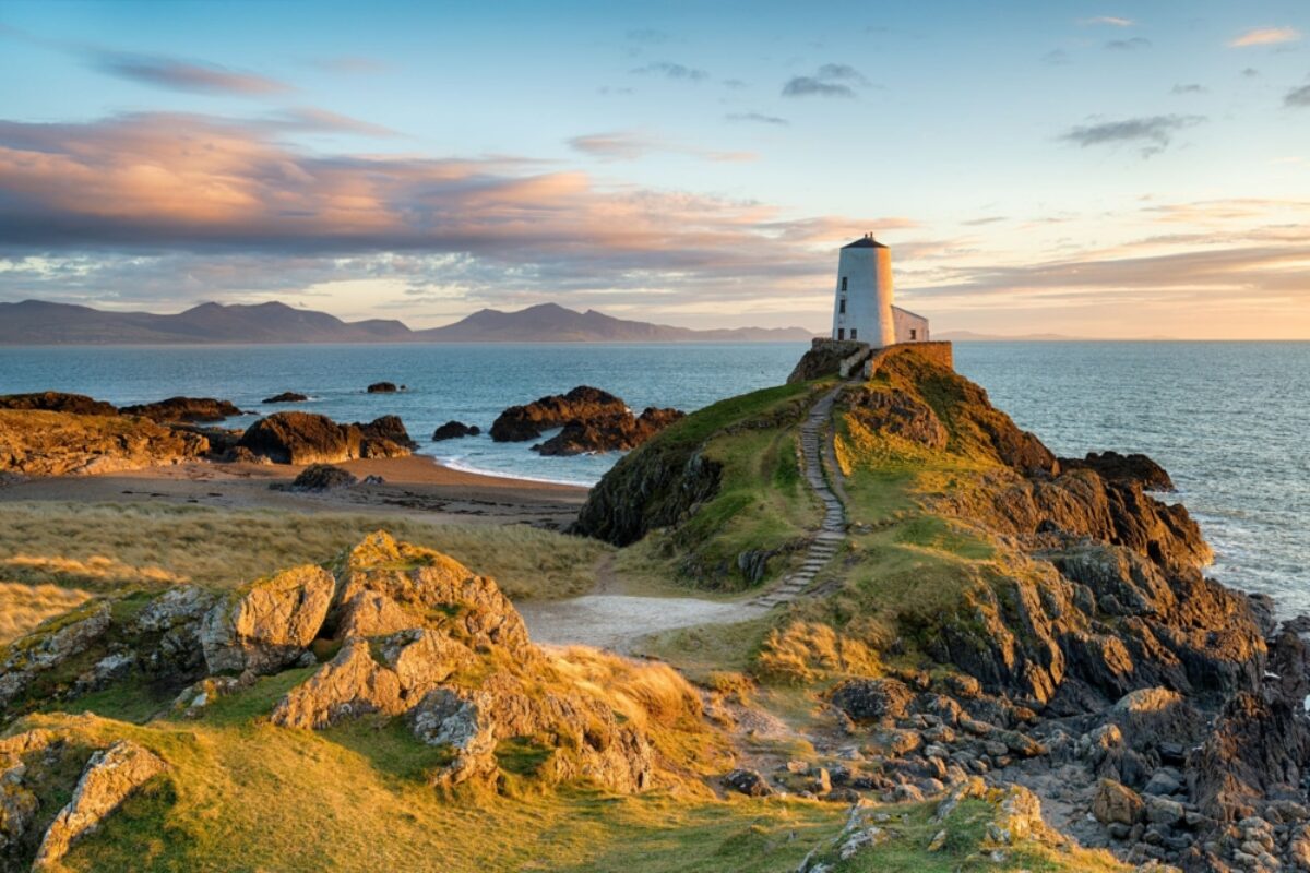 Wales Anglesey Sunset at Ynys Llanddwyn island
