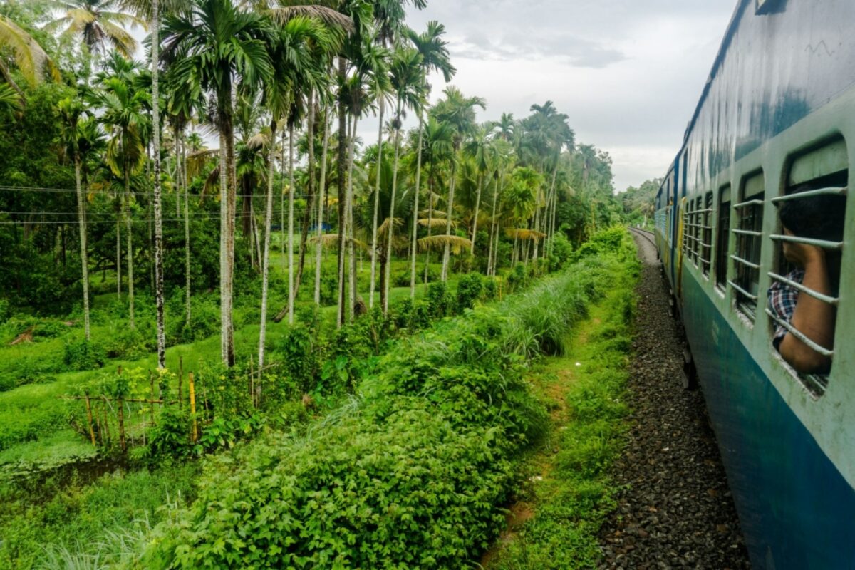 India Kochi Riding the train to Appelley from Kochi