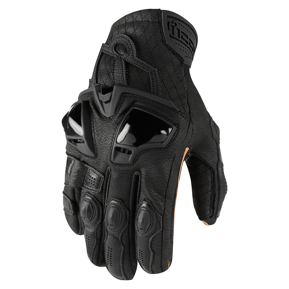 Icon Motosports HYPERSPORT Short Leather Riding Gloves Choose Size Black