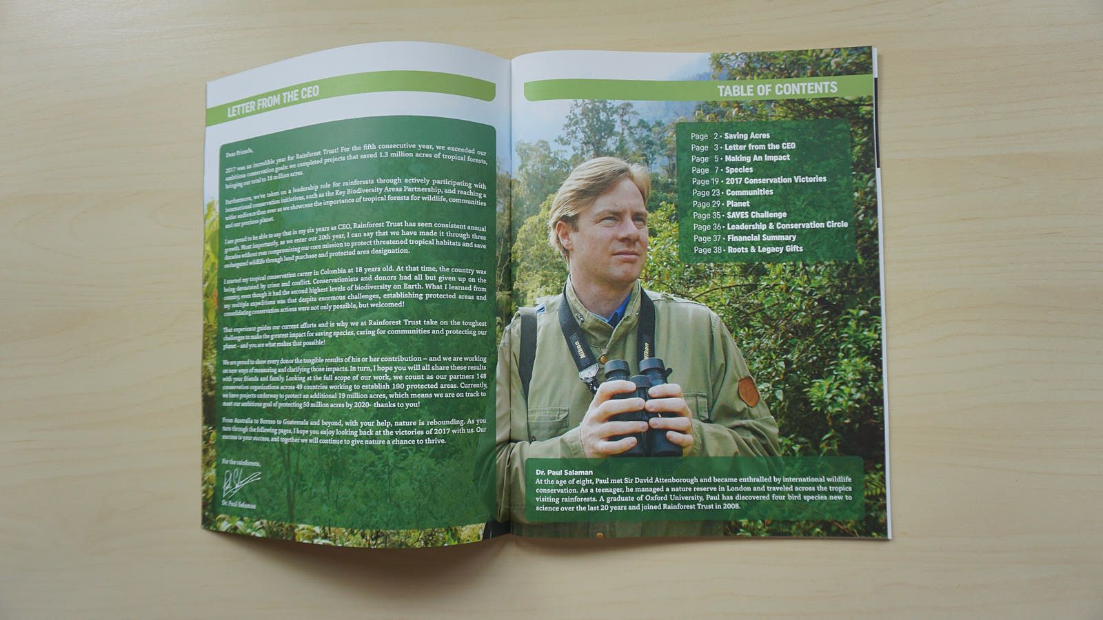 Annual Report 2017, Rainforest Trust | International Design Awards Winners