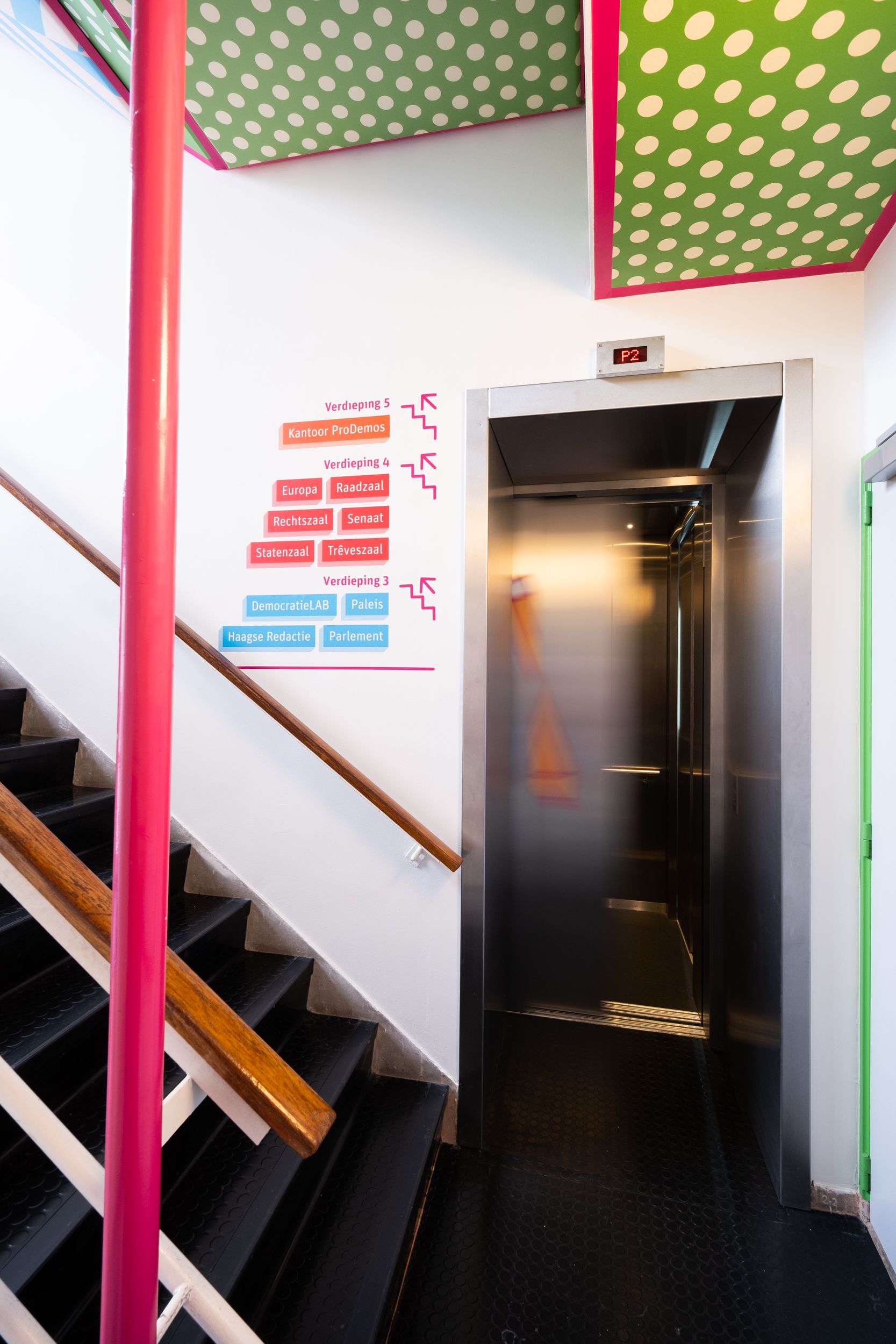 Colorful journey: stairwell signing, Studio Duel | International Design Awards Winners