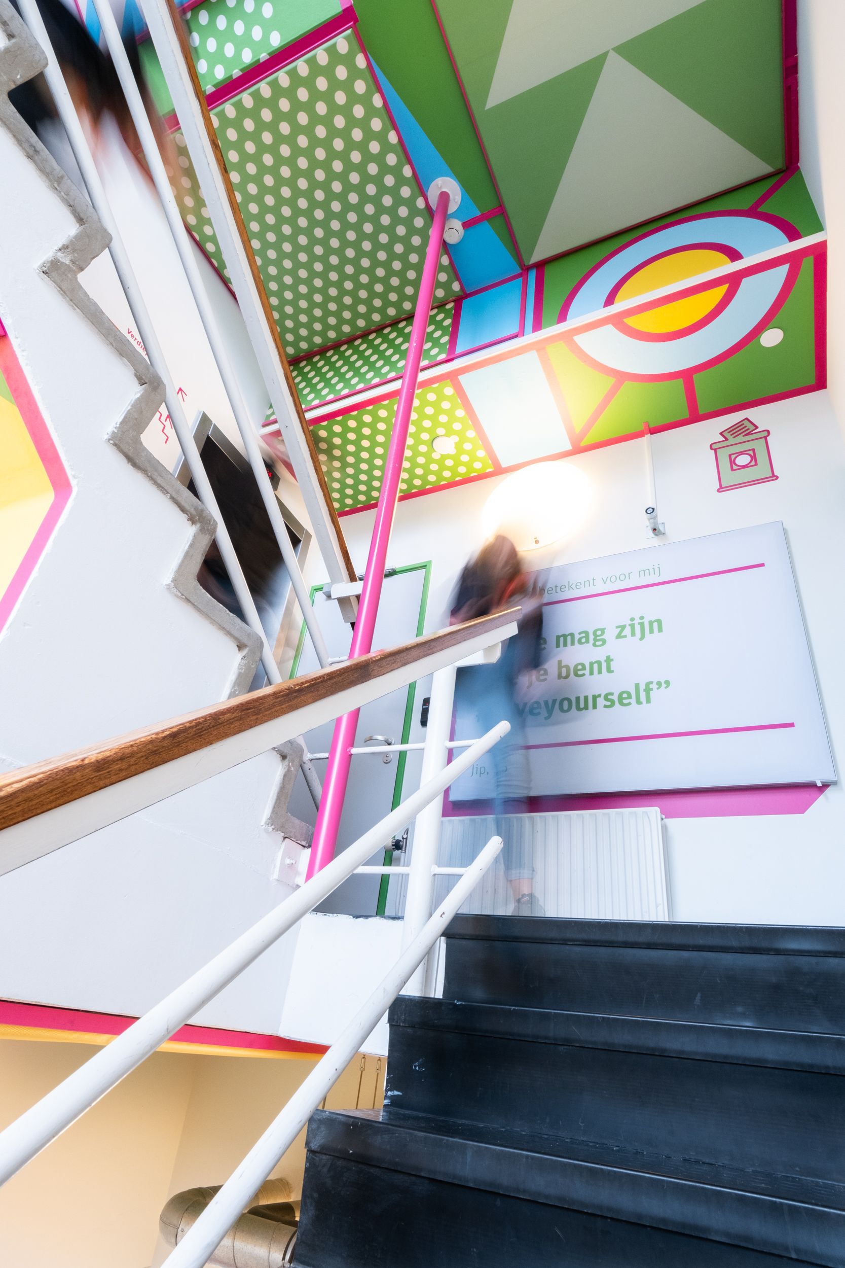 Colorful journey: stairwell signing, Studio Duel | International Design Awards Winners