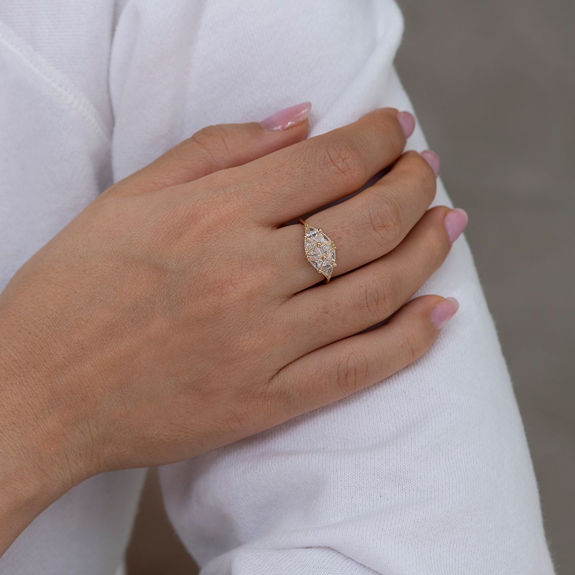 Reflective Dome Ring with Ten Triangle Diamonds, Artëmer | International Design Awards Winners