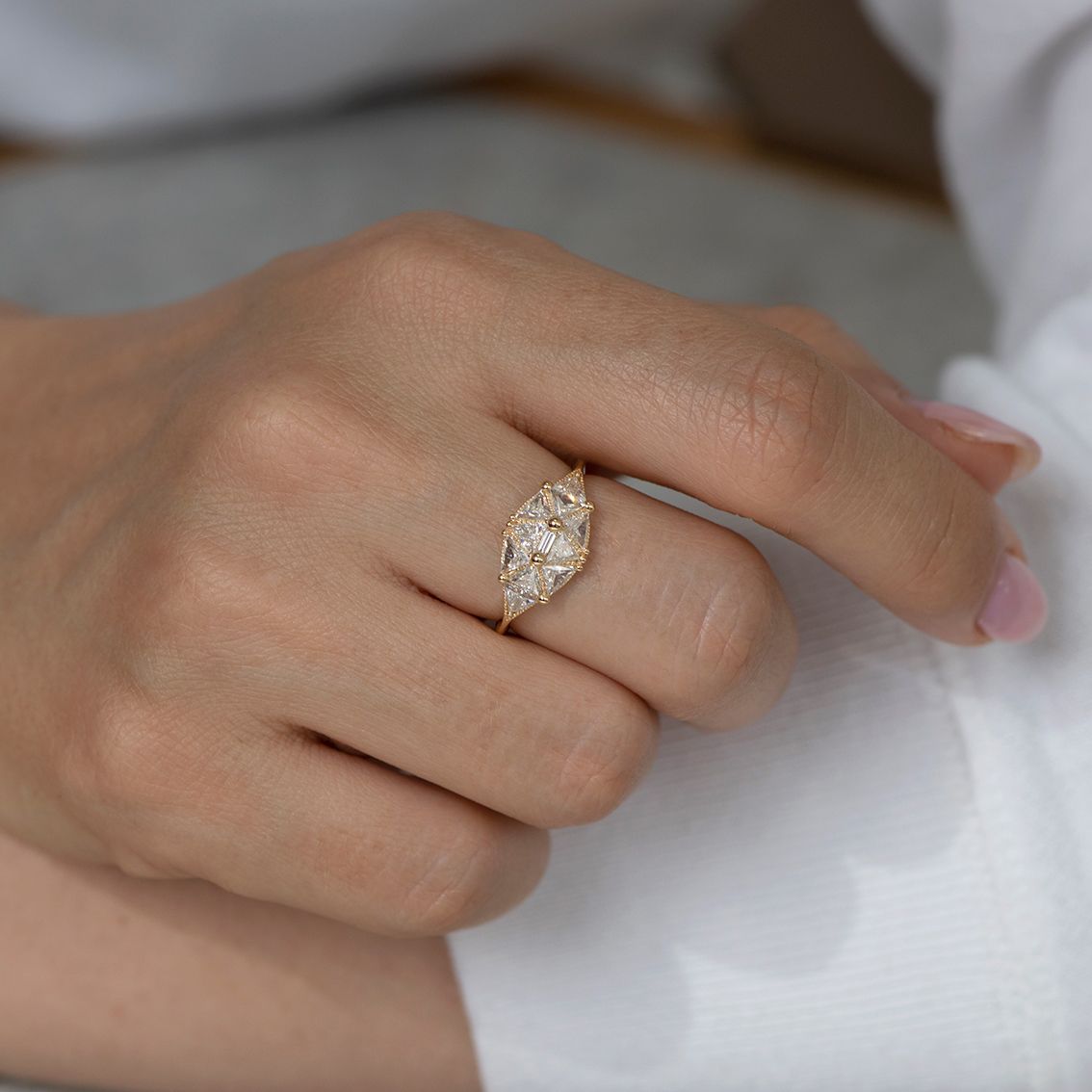 Reflective Dome Ring with Ten Triangle Diamonds, Artëmer | International Design Awards Winners