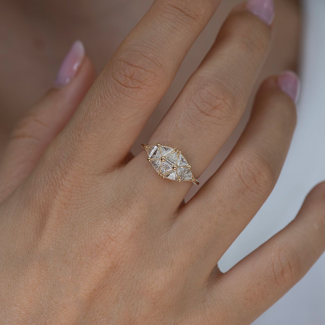 Reflective Dome Ring with Ten Triangle Diamonds, Artëmer | International Design Awards Winners