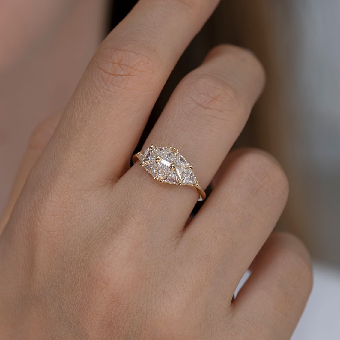 Reflective Dome Ring with Ten Triangle Diamonds, Artëmer | International Design Awards Winners
